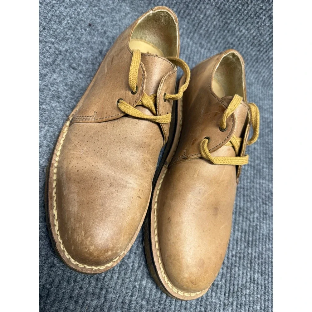 LL Bean‎ Mens Leather Oxford Shoes Tan Lace Up Low Top Made in USA Brown